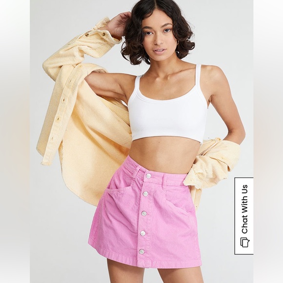 Free People Pink Ray Corduroy Mini Skirt | FP Hot Pink Skirt | NWOT - Picture 3 of 12